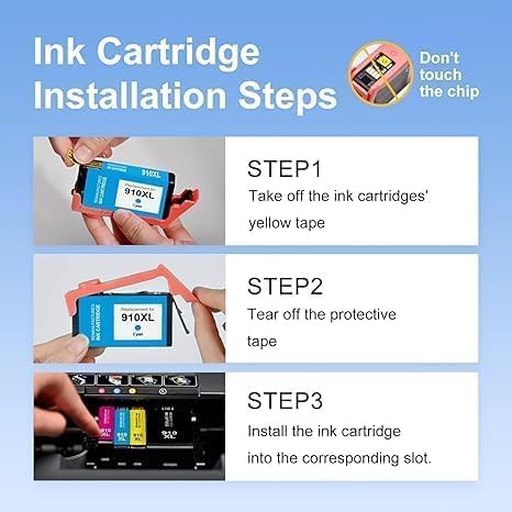 myCartridge Remanufactured HP 910XL Ink With Chip 4-Pack (Black, Cyan, Yellow, Magenta) | OfficeJet 8010, 8012, 8014, 8015, 8017, 8018, OfficeJet Pro 8020, 8022, 8024, 8025, 8028, 8030, 8034e, 8035, 8025e, 8028e, 8035e