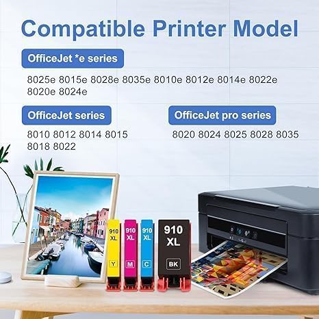 myCartridge Remanufactured HP 910XL Ink With Chip 4-Pack (Black, Cyan, Yellow, Magenta) | OfficeJet 8010, 8012, 8014, 8015, 8017, 8018, OfficeJet Pro 8020, 8022, 8024, 8025, 8028, 8030, 8034e, 8035, 8025e, 8028e, 8035e