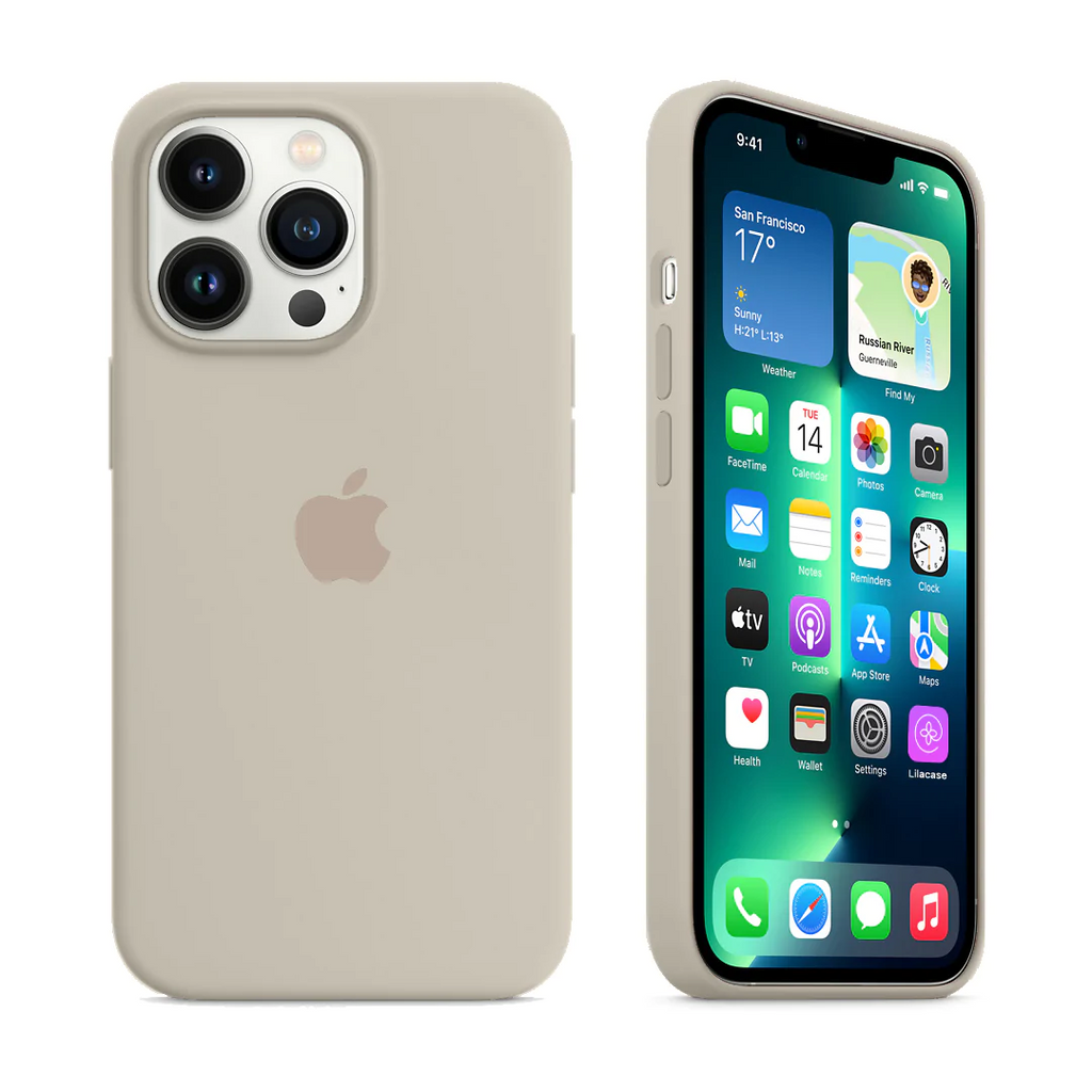 Liquid Silicone Mobile Phone Case All-Inclusive For Apple 13promax Protective Cover iPhone12 Anti-Fall 11promax (Stone)