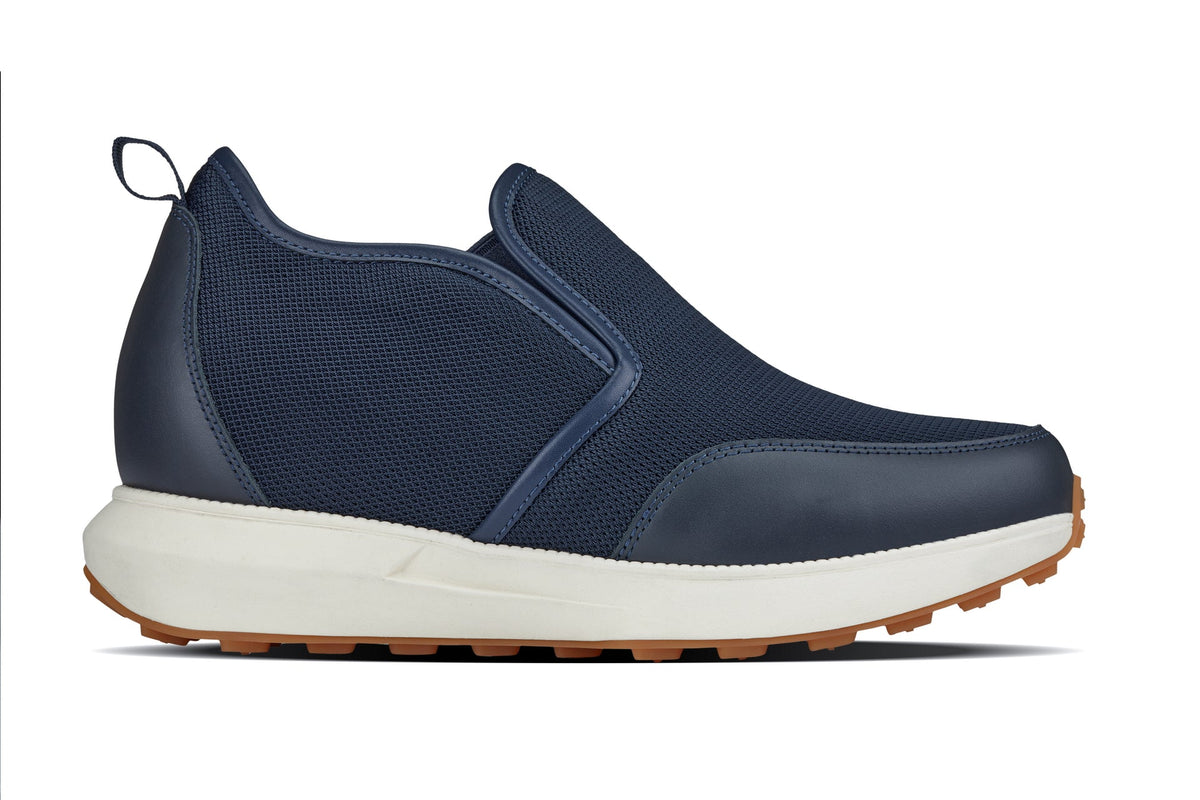 CALTO - J1435  - 3.3 Inches Taller (Dark Blue) - Casual Chunky Sole Sneaker Loafers