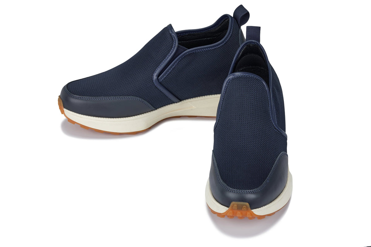 CALTO - J1435  - 3.3 Inches Taller (Dark Blue) - Casual Chunky Sole Sneaker Loafers