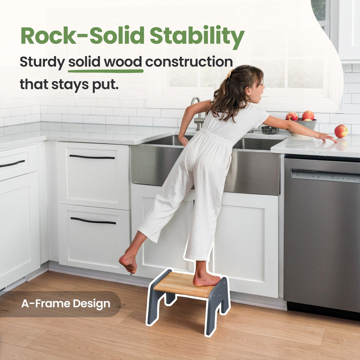 1-Step Wooden Stool for Kids(Multi-Purpose Step Stool for Kitchen, Bath, and Potty Training)
