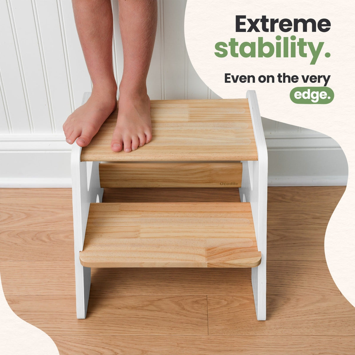 2-Step Wooden Stool for Toddlers(Step Stool for Children Ages 2+)