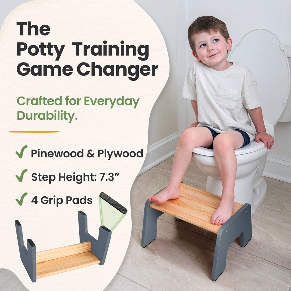1-Step Wooden Stool for Kids(Multi-Purpose Step Stool for Kitchen, Bath, and Potty Training)