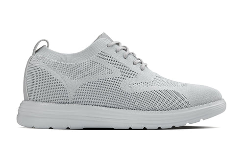 CALTO - X2640 - 2.8 Inches Taller (Pewter/Light Grey Sole) - Lace Up Casual Walker - Lightweight