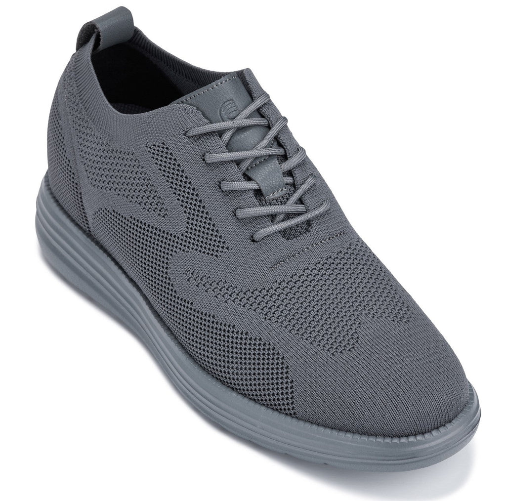 CALTO - X2641 - 2.8 Inches Taller (Iron/Dark Grey Sole) - Lace Up Casual Walker - Lightweight
