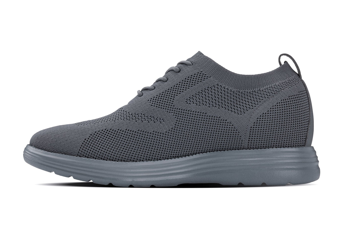 CALTO - X2641 - 2.8 Inches Taller (Iron/Dark Grey Sole) - Lace Up Casual Walker - Lightweight